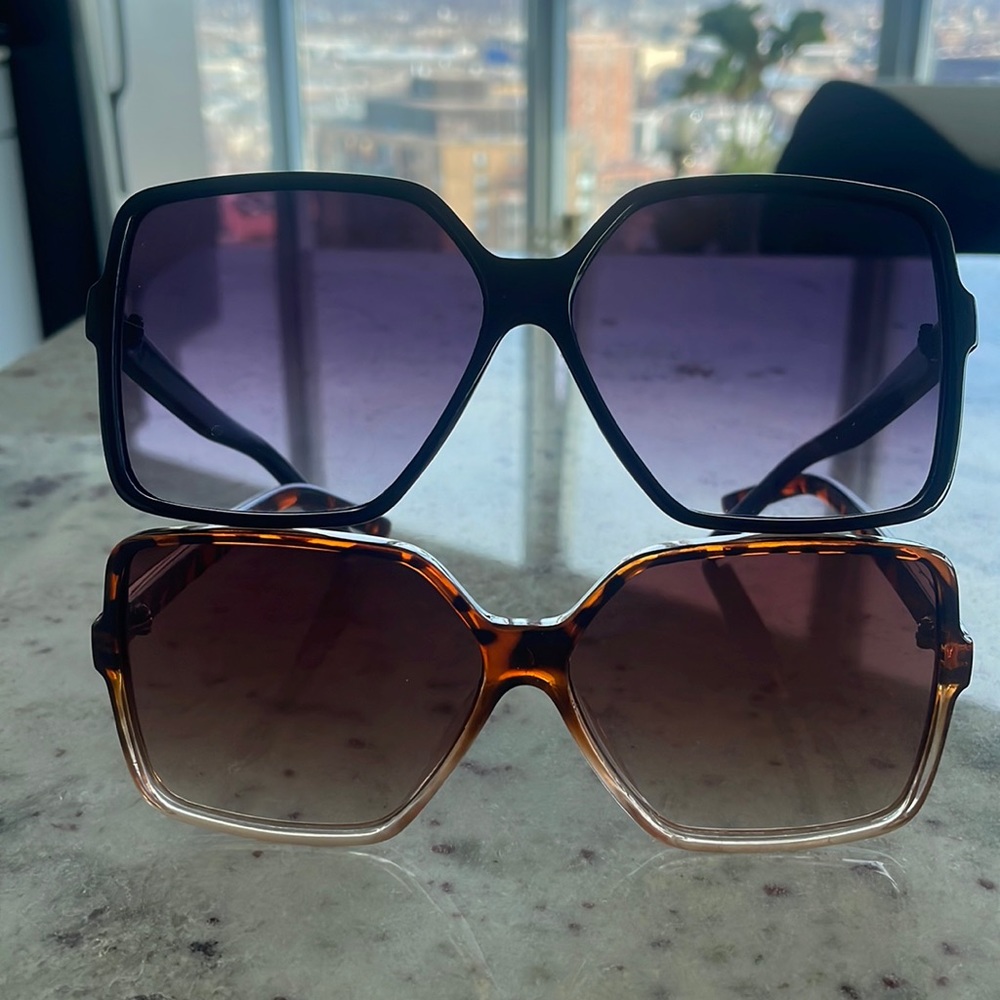 Oversized square frame fashion glasses